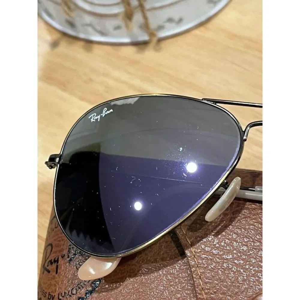 Ray ban large‎ rose gold metal aviator Sunglasses with case
